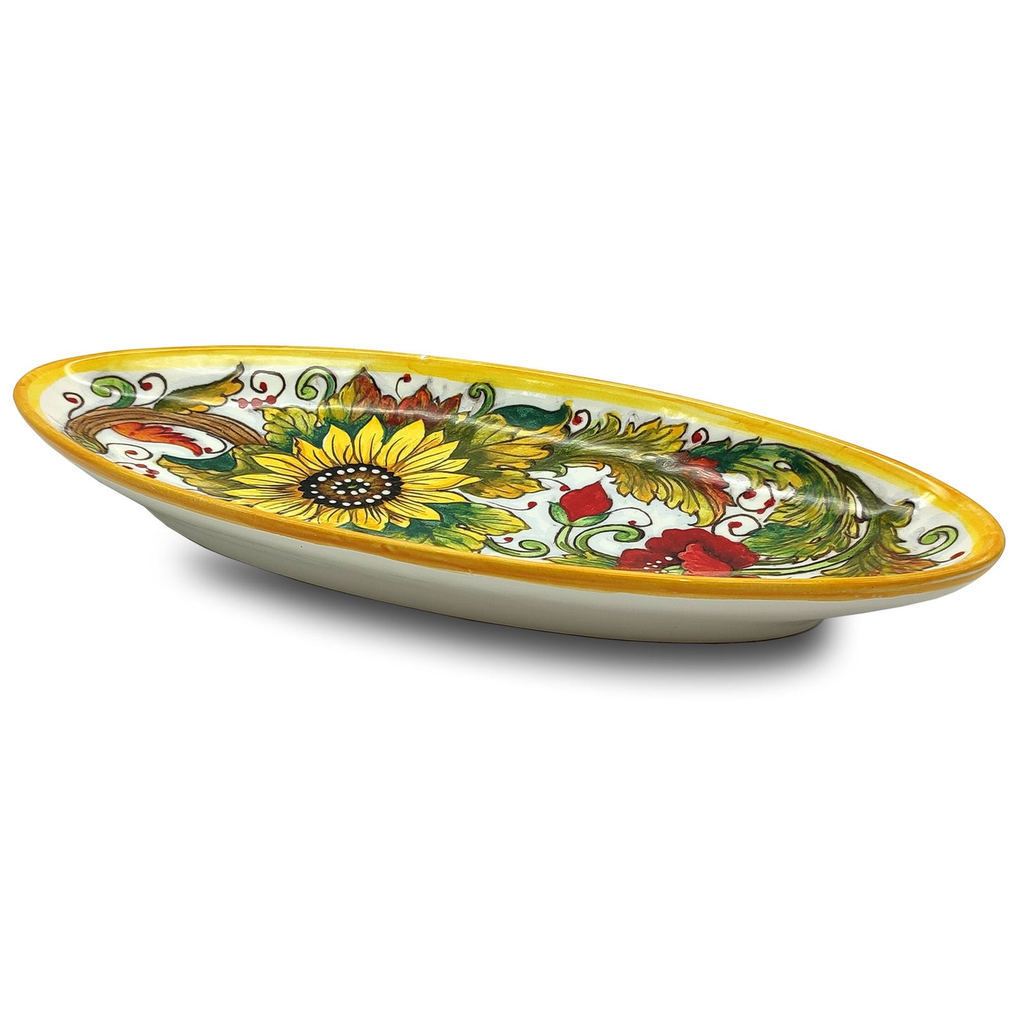 SunFlower and Poppies Narrow Oval Tray