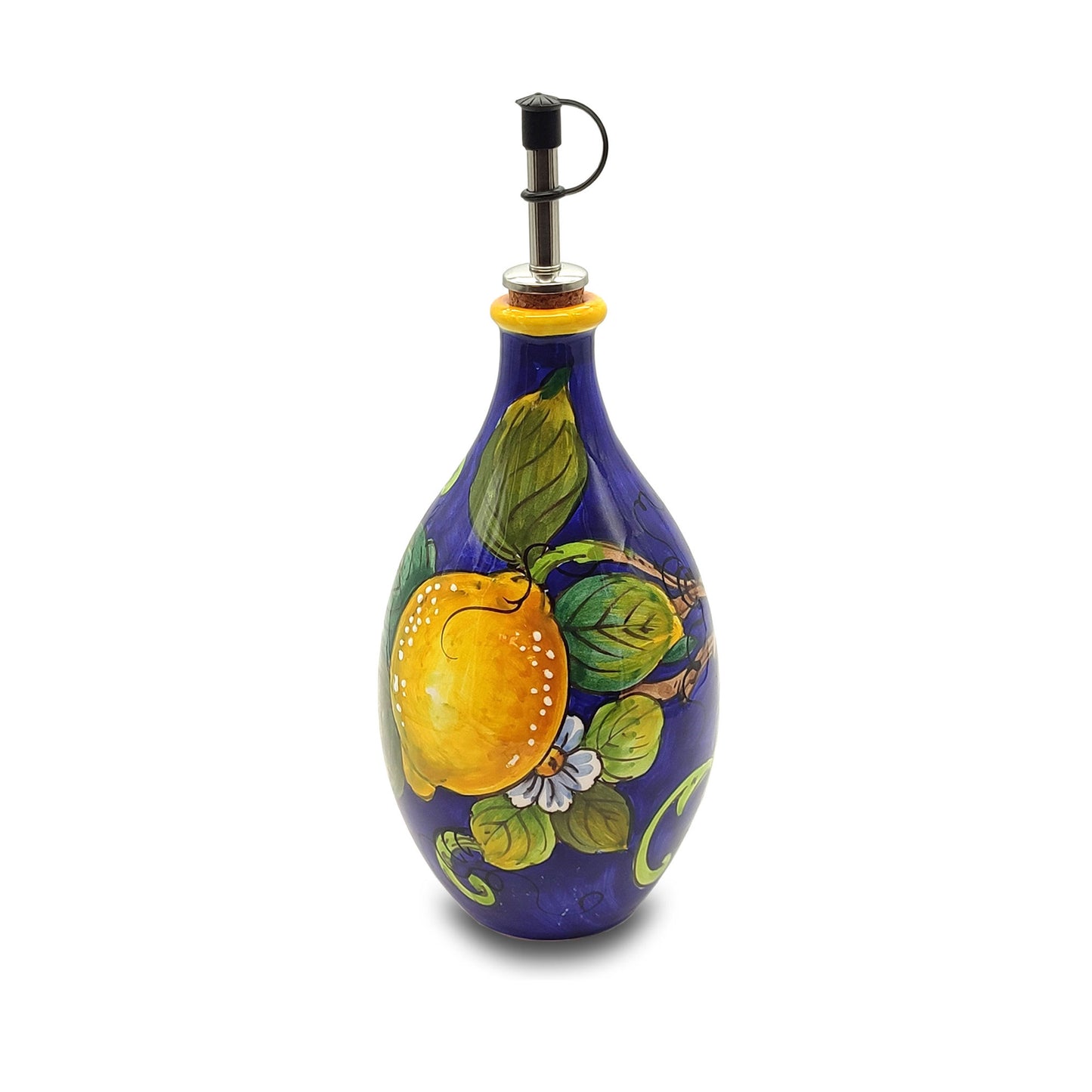 Lemons on Blue drop Oil Bottle