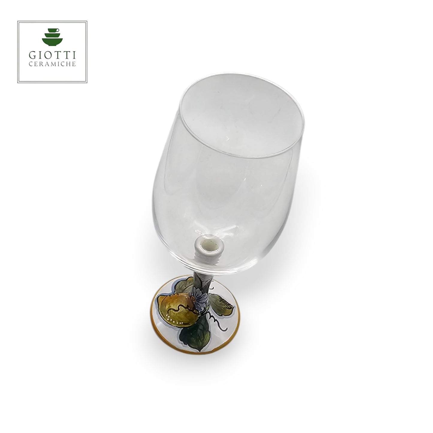 Lemon White Artisan Hand-Painted Ceramic Base Wine Glass