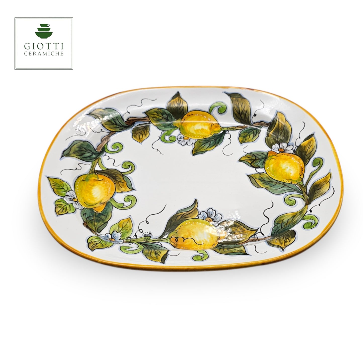 Lemon White Serving Rectangular Platter round corner Tray