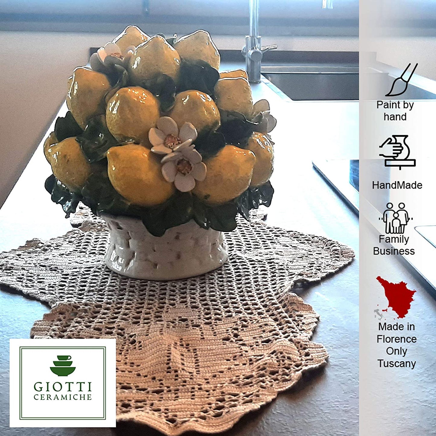 Lemons and Flowers CenterPiece - 9 inches