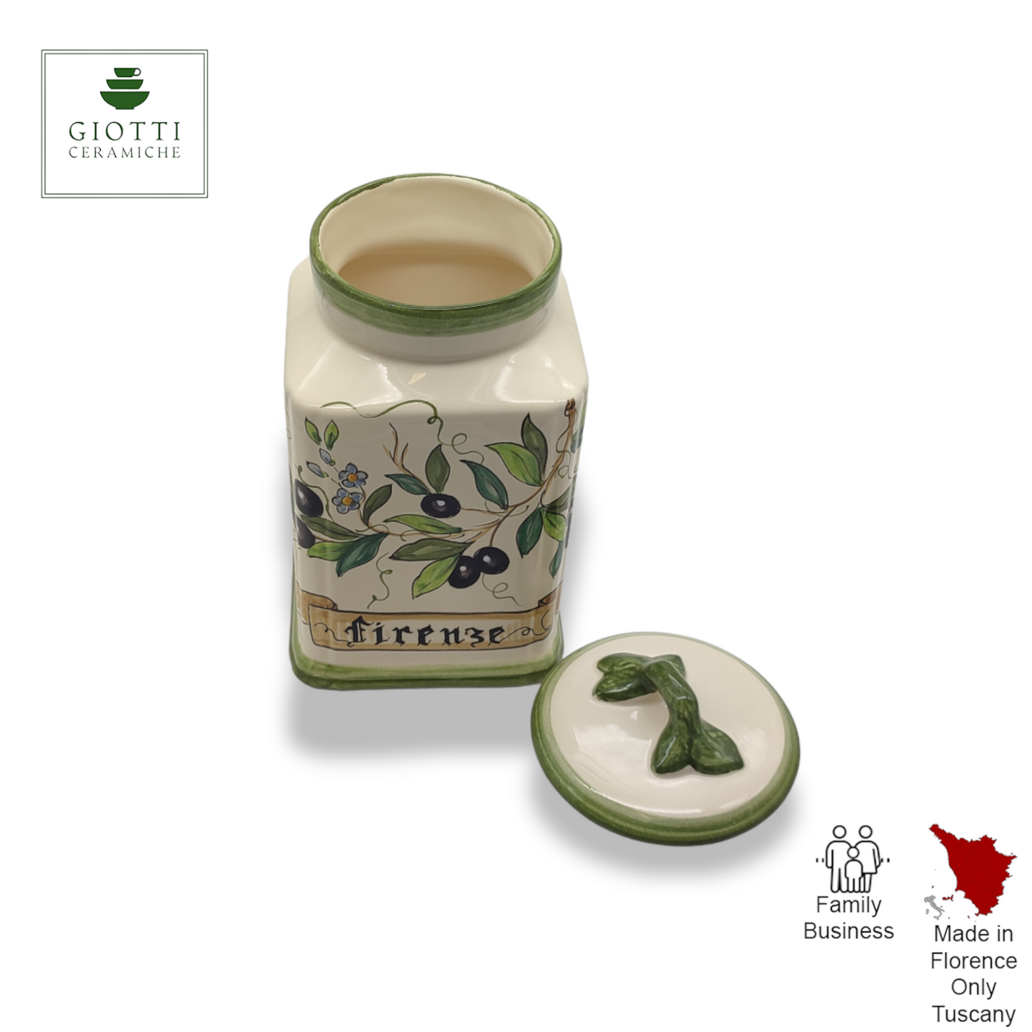 Olive Classico Ceramic Tall Square Cookies Jar