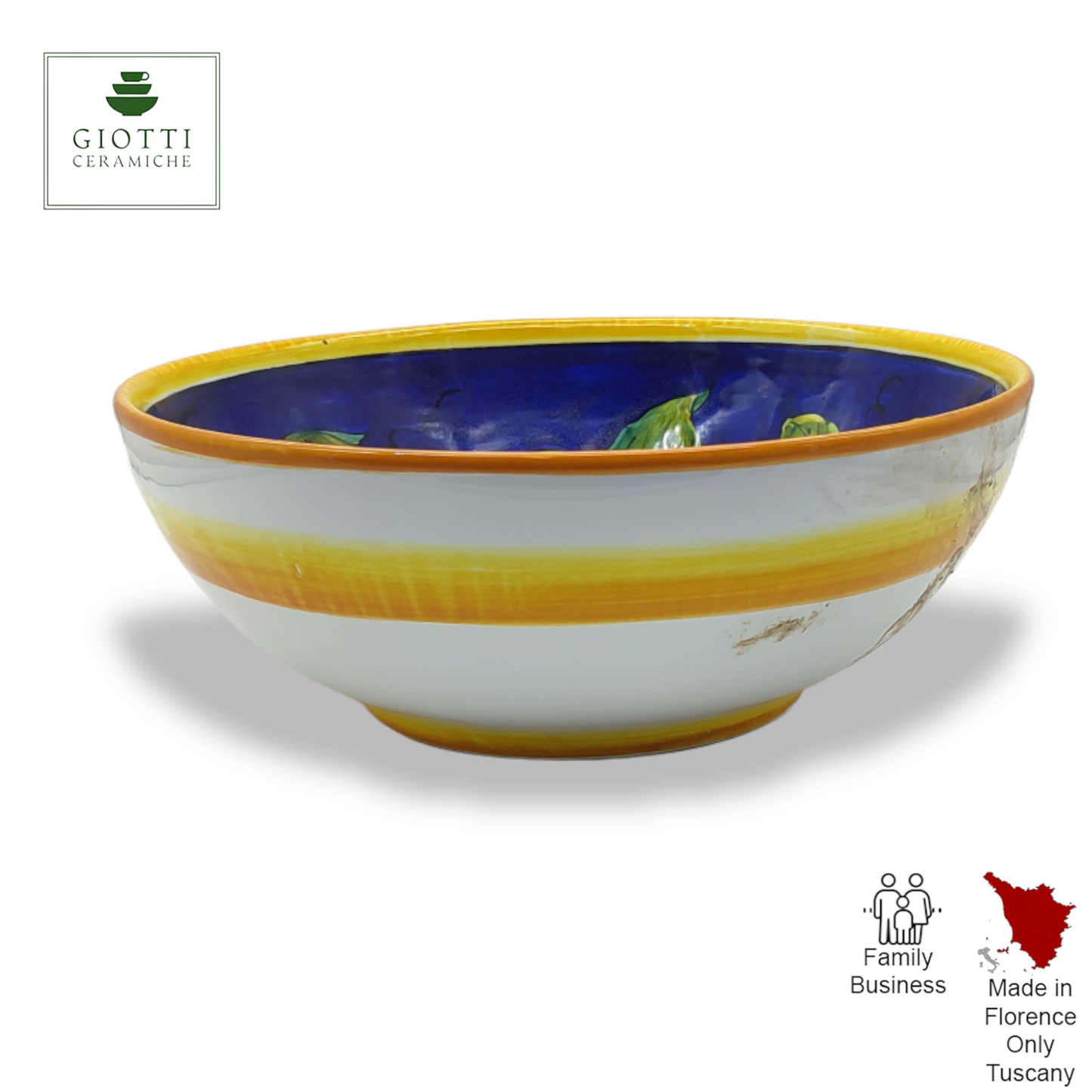 Lemon on Blue Salad Bowl Small 25cm