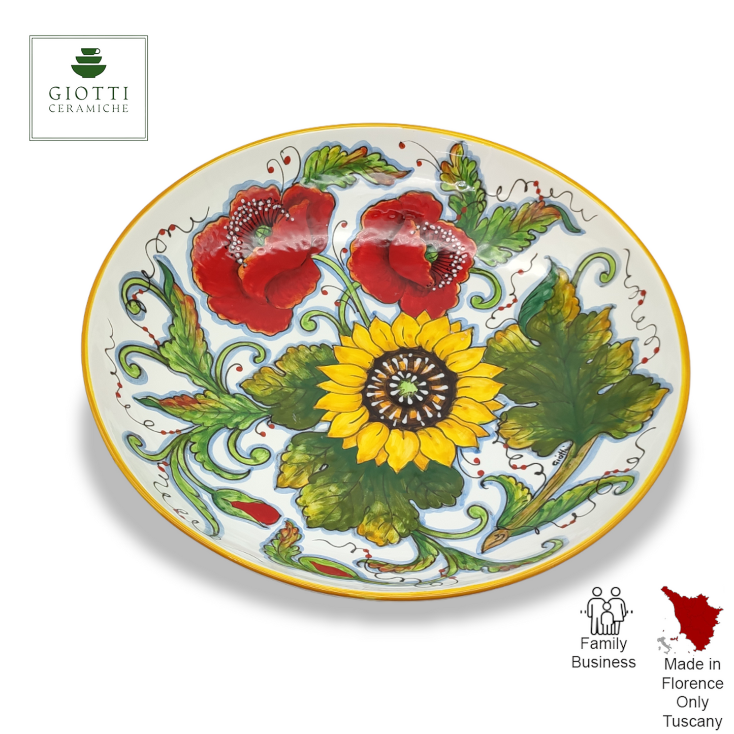 Girasoli e Papaveri ø 35cm Low Salad Bowl