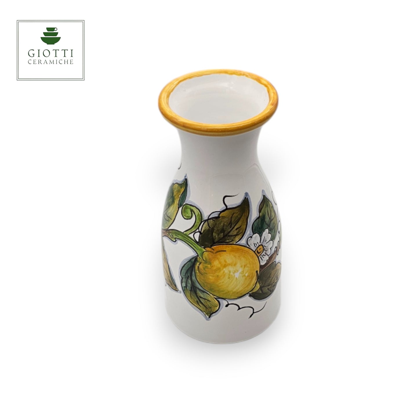White Lemon Hand-Painted Italian Ceramic Carafe & Vase – 0.5 Liter