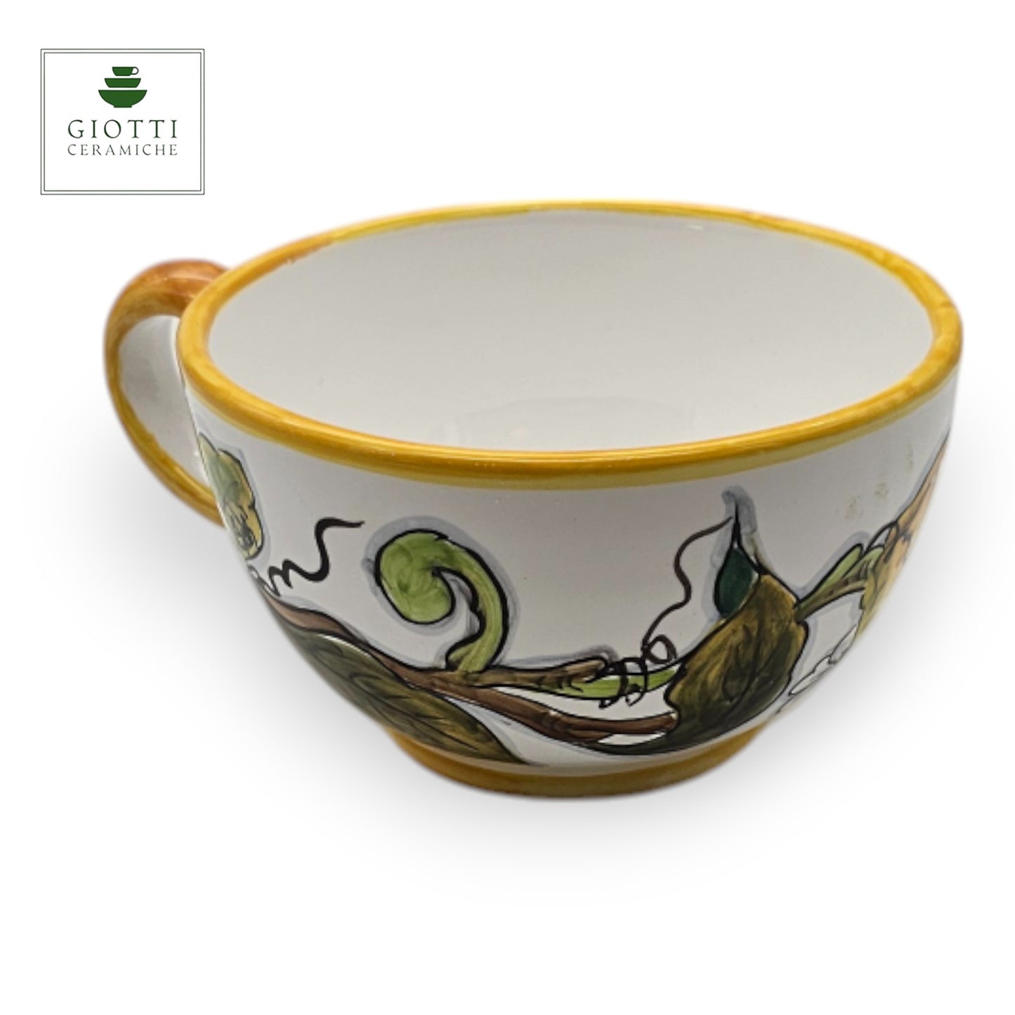 Lemon White Ceramic Large Cappuccino Cup & Cereal Bowl