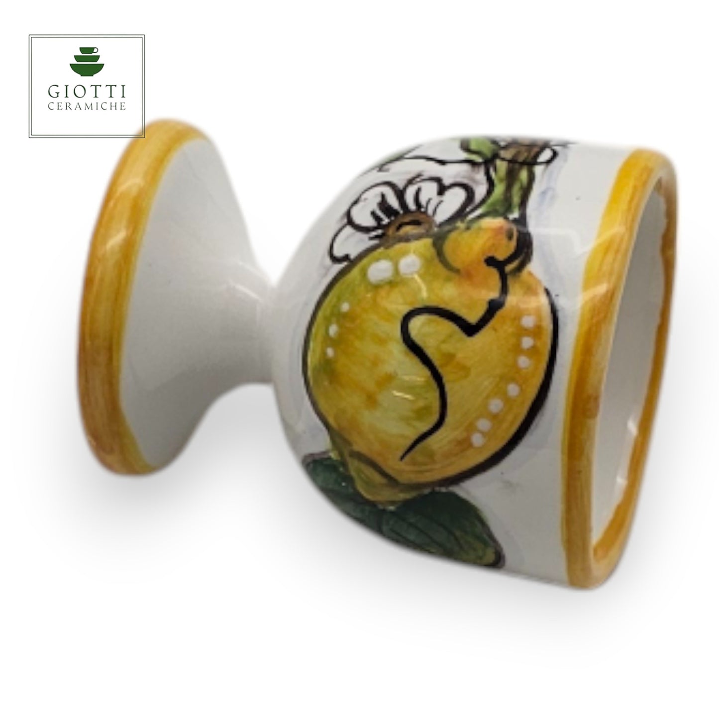 Lemon White Hand-Painted Italian Ceramic Egg Cup