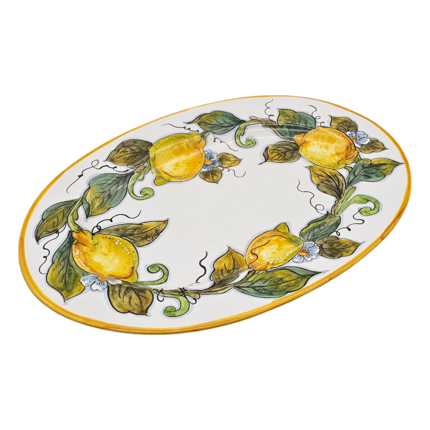 Lemon White Oval Medium Serving Tray