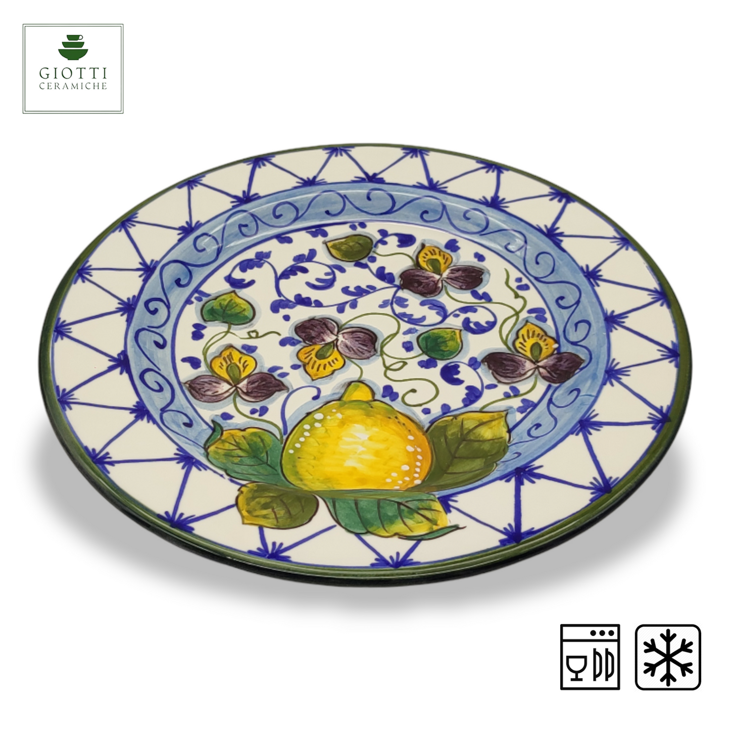 Elba Lemon Blue Curls Salad Plate 22cm