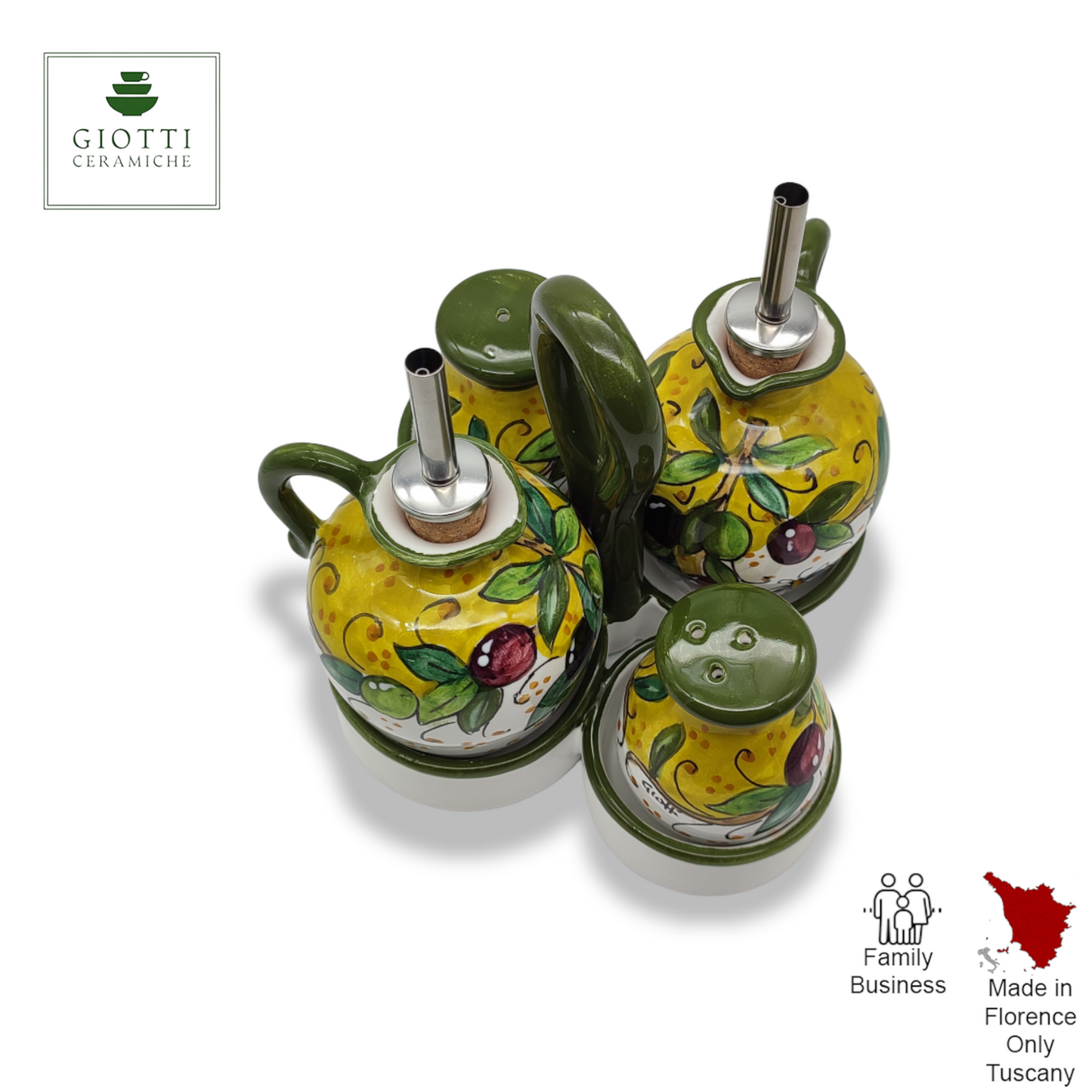 TORRE OLIVE GREEN LAYER Seasoning Set Oil Vinegar Salt and Pepper