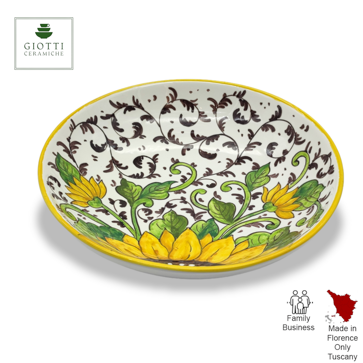 Bargino SunFlowers and Sparkle Pasta and Soup Bowl