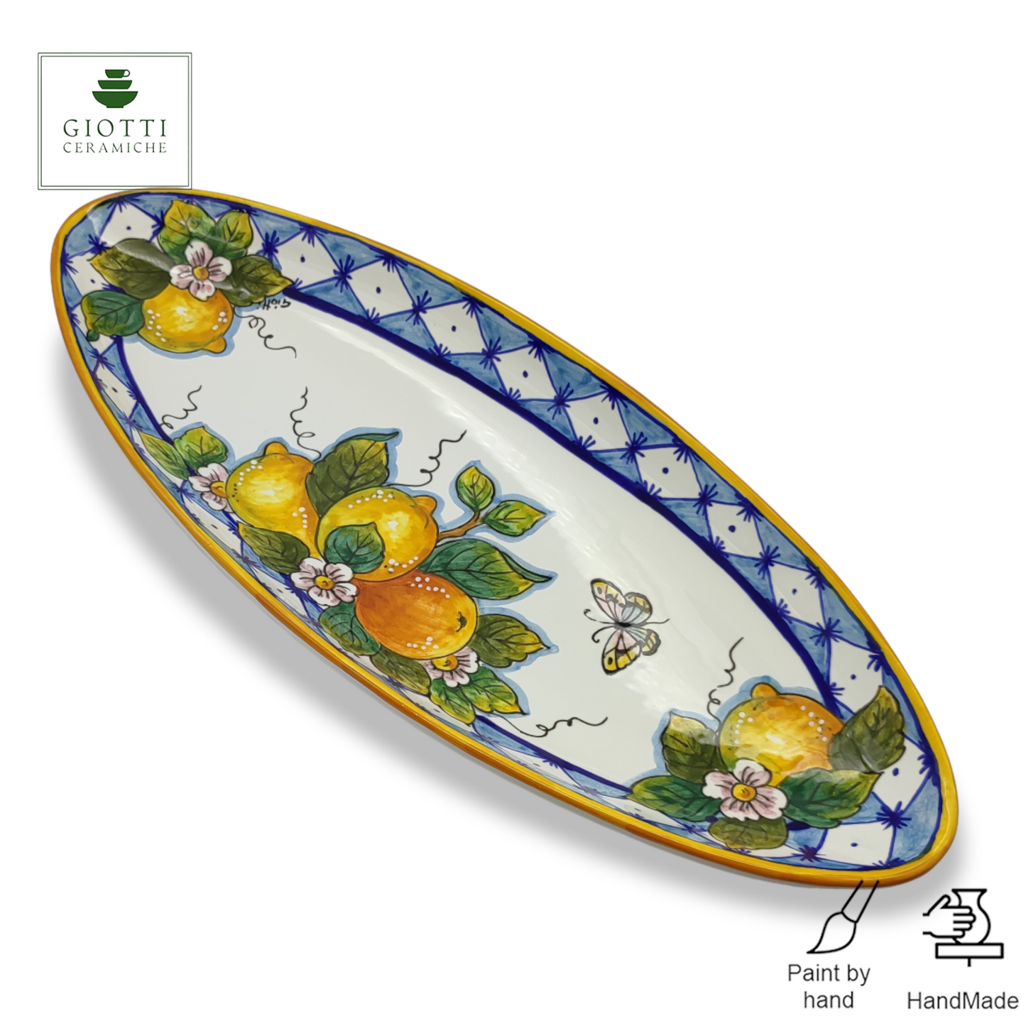 Ischia Orange and Lemons Oval Narrow Tray Long