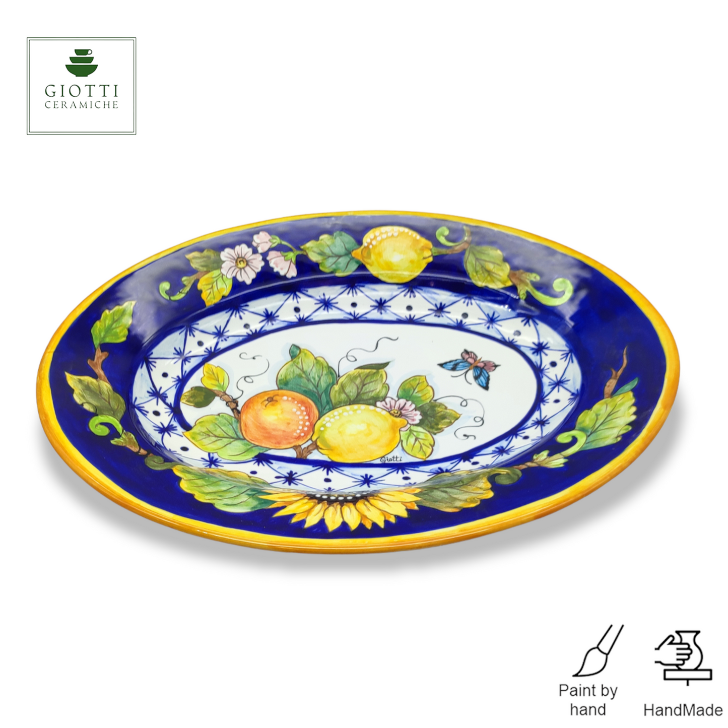 Monteriggioni Blue Sunflower Lemon and Orange Serving Tray