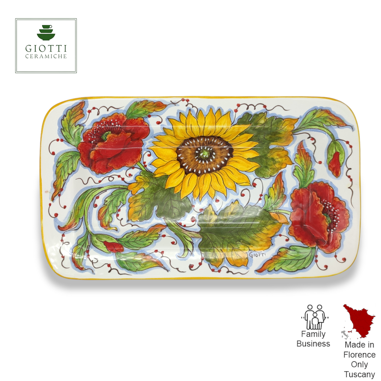 Girasoli e papaveri Serving Rectangular platter Tray