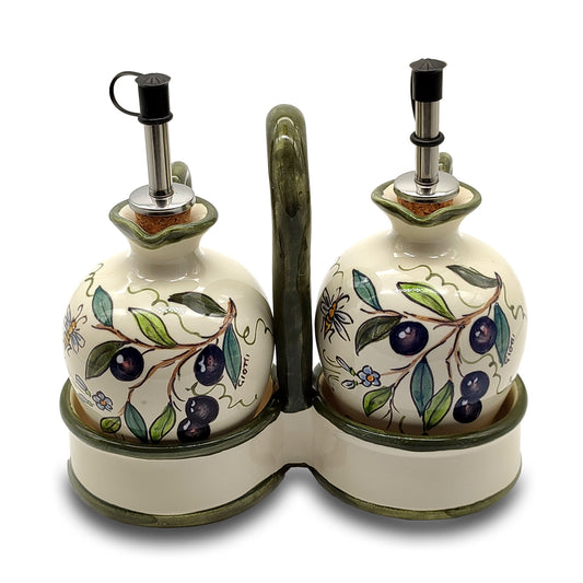 Olive Classic Hand-Painted Oil & Vinegar Cruet Set