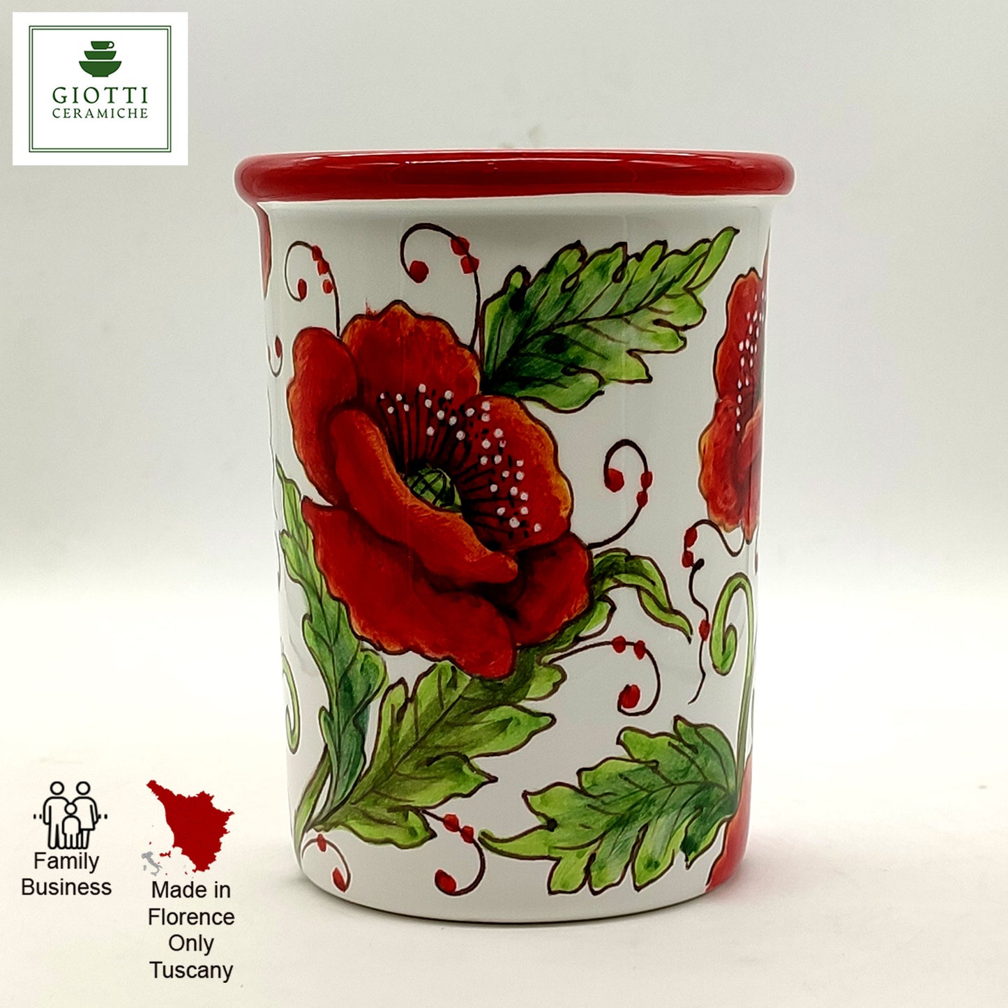 Val D'Orcia Poppies Hand-Painted Italian Ceramic Tumbler