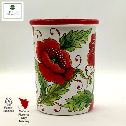Val D'Orcia Poppies Hand-Painted Italian Ceramic Tumbler