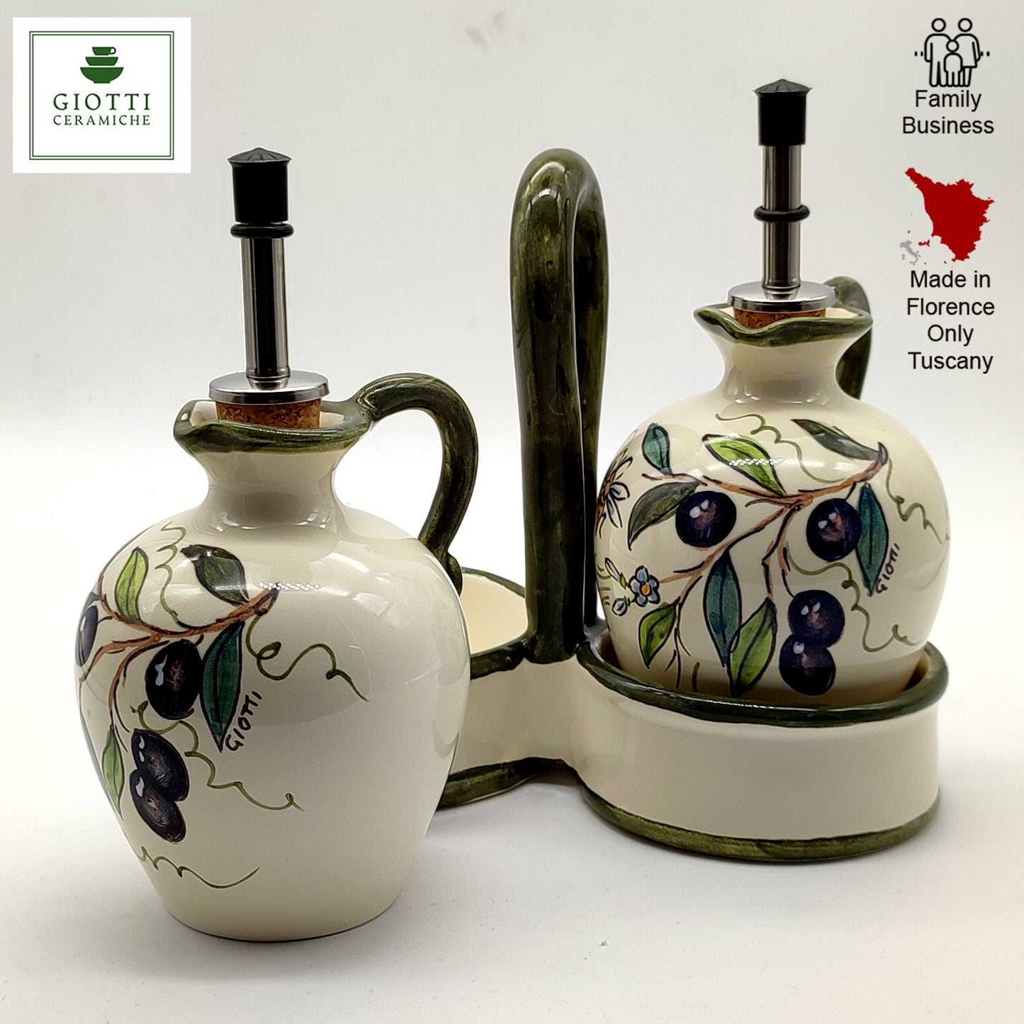 Olive Classic Hand-Painted Oil & Vinegar Cruet Set