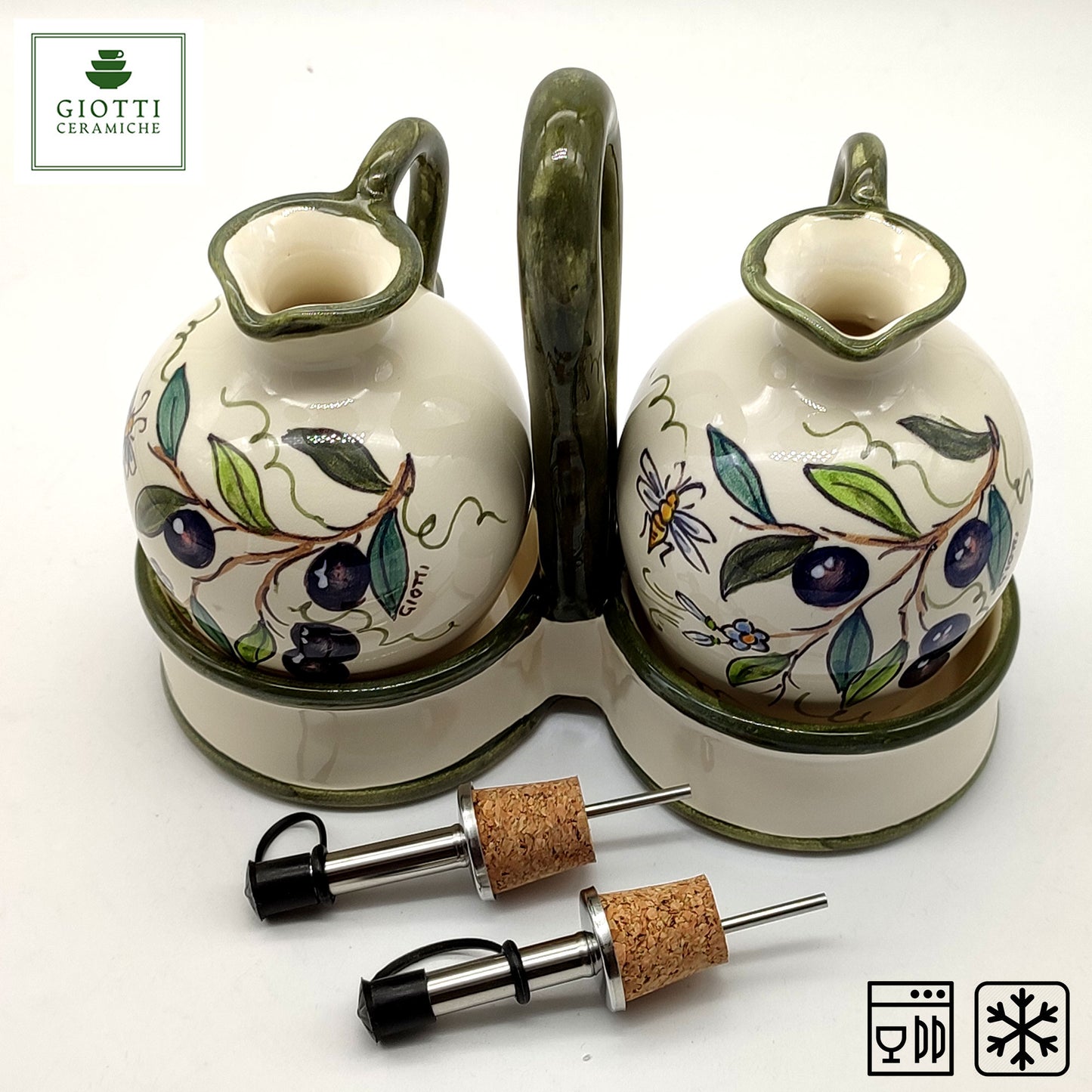 Olive Classic Hand-Painted Oil & Vinegar Cruet Set
