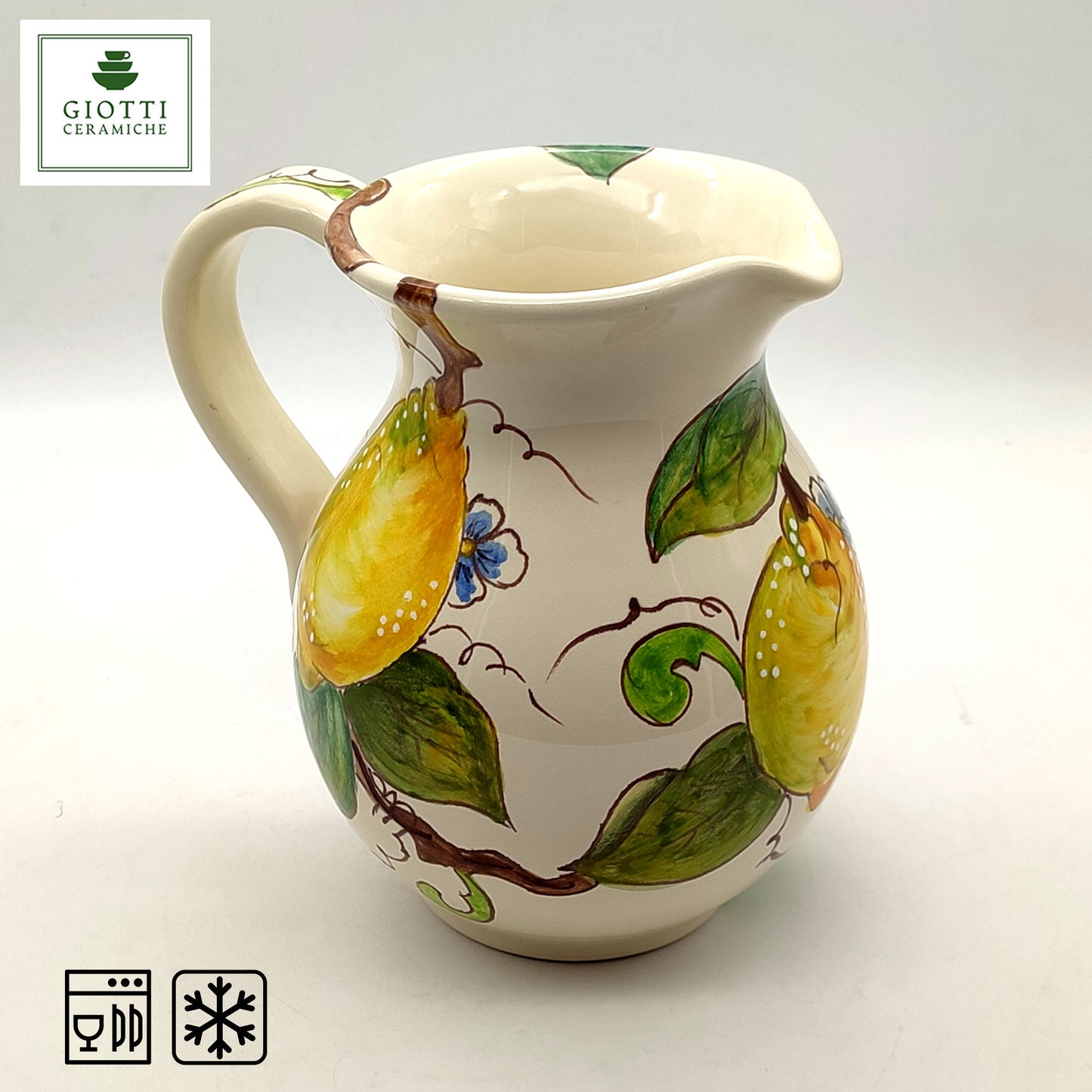 Lemon and Lemon Hand-Painted Italian Ceramic Water Pitcher – 0.5 Liter