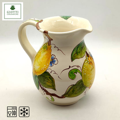 Lemon and Lemon Hand-Painted Italian Ceramic Water Pitcher – 0.5 Liter