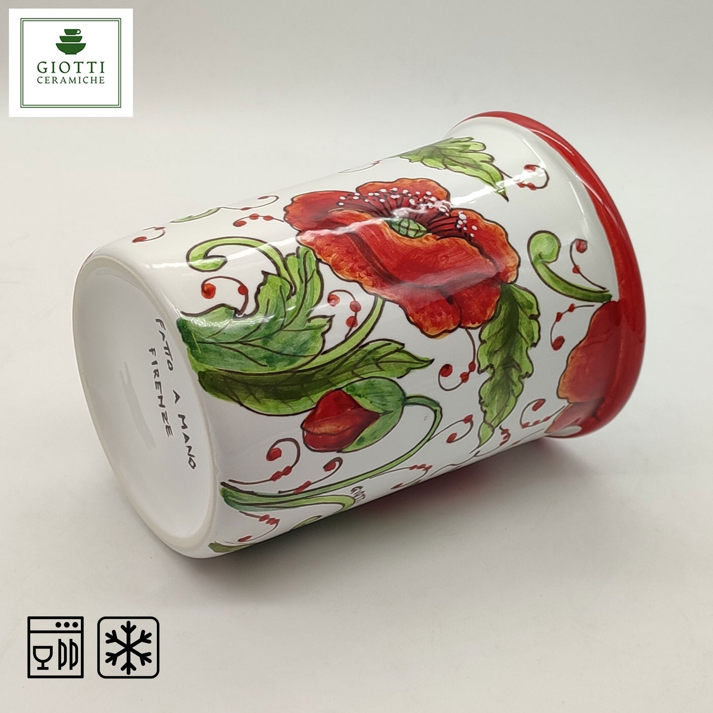 Val D'Orcia Poppies Hand-Painted Italian Ceramic Tumbler