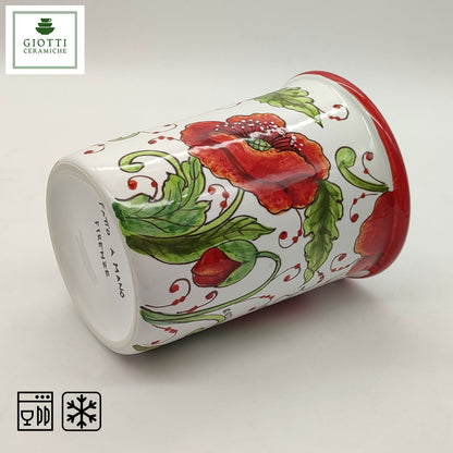 Val D'Orcia Poppies Hand-Painted Italian Ceramic Tumbler