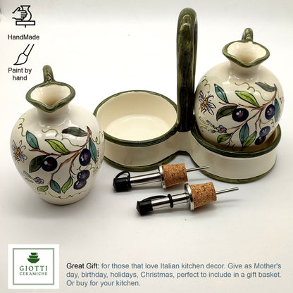 Olive Classic Hand-Painted Oil & Vinegar Cruet Set