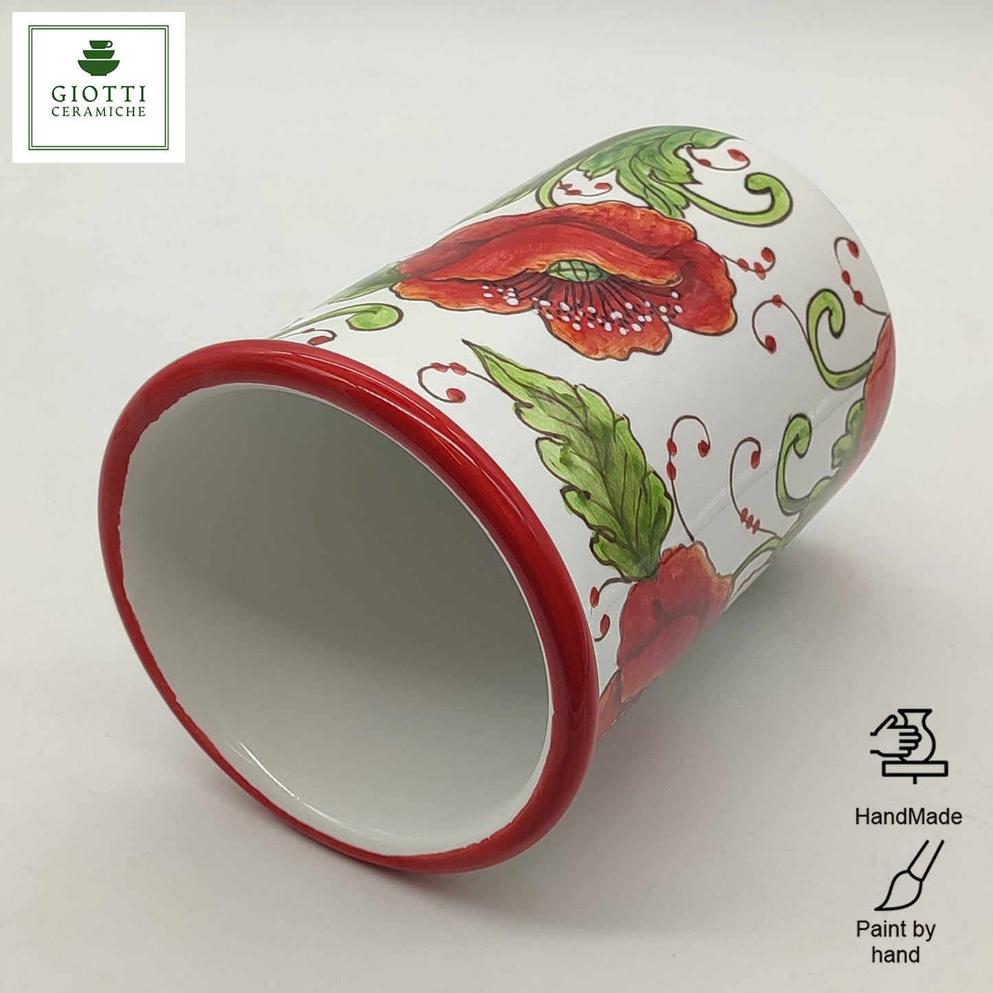 Val D'Orcia Poppies Hand-Painted Italian Ceramic Tumbler