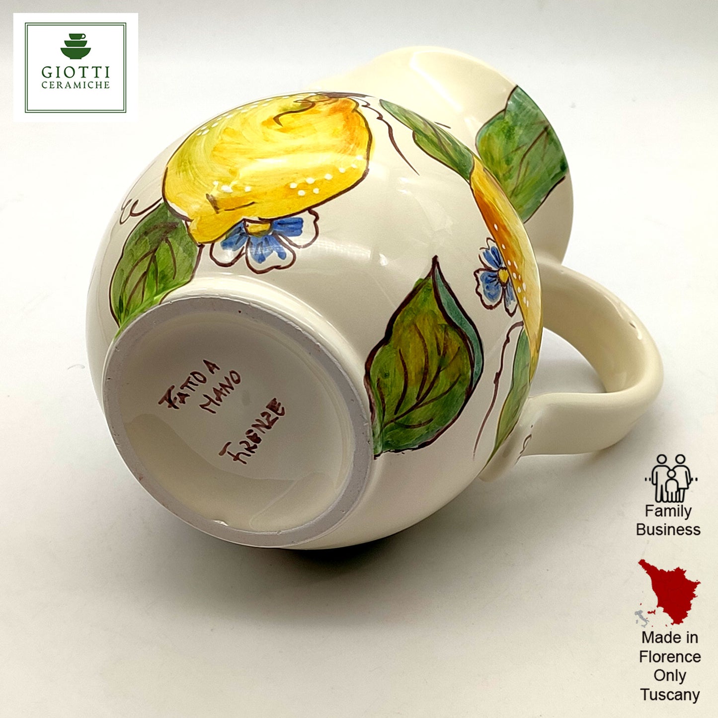 Lemon and Lemon Hand-Painted Italian Ceramic Water Pitcher – 0.5 Liter