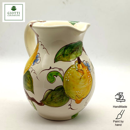 Lemon and Lemon Hand-Painted Italian Ceramic Water Pitcher – 0.5 Liter