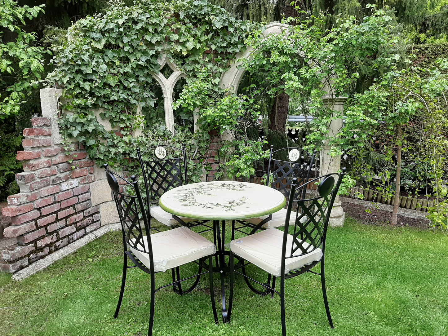 Hand-Painted Ceramic Garden Table Round