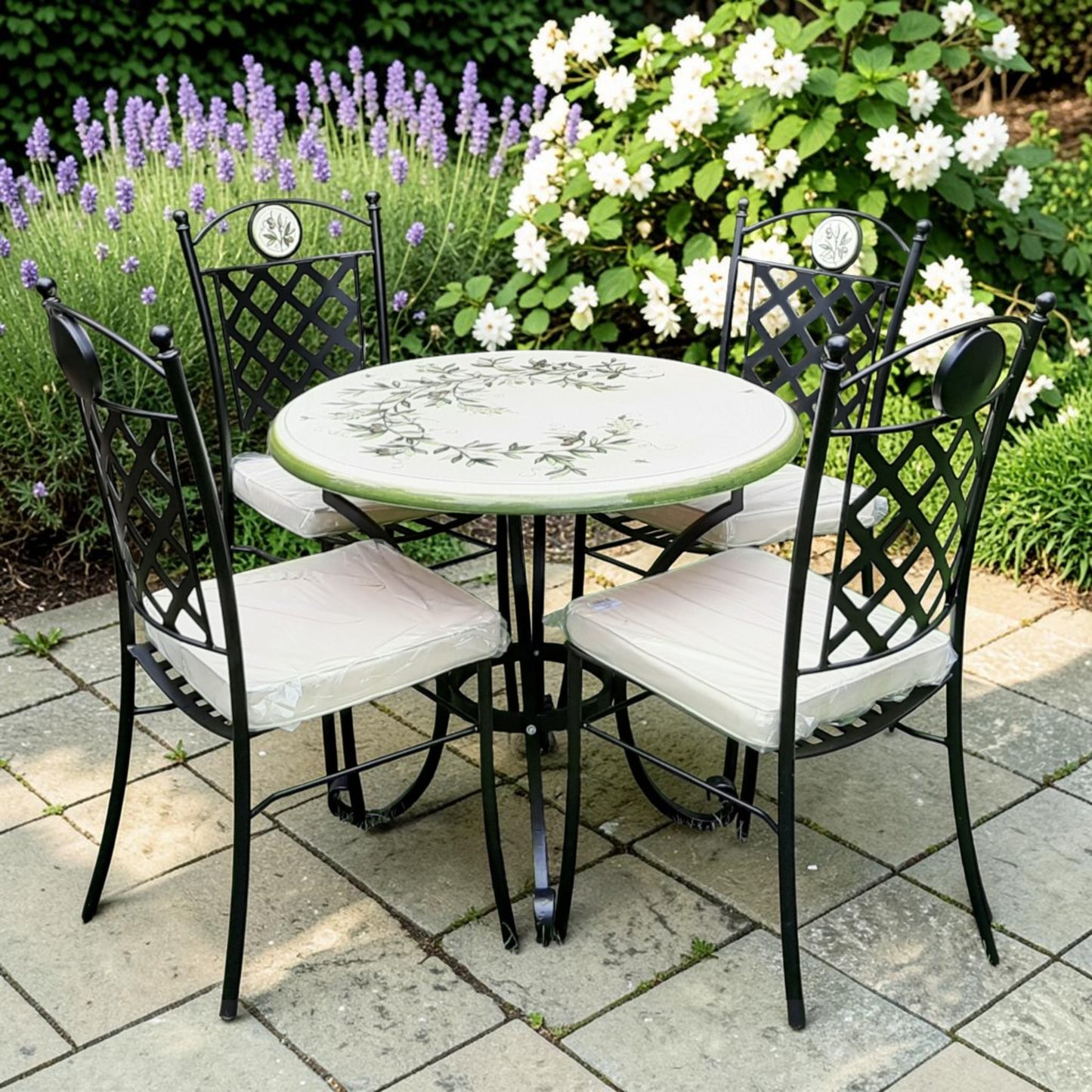 Hand-Painted Ceramic Garden Table Round