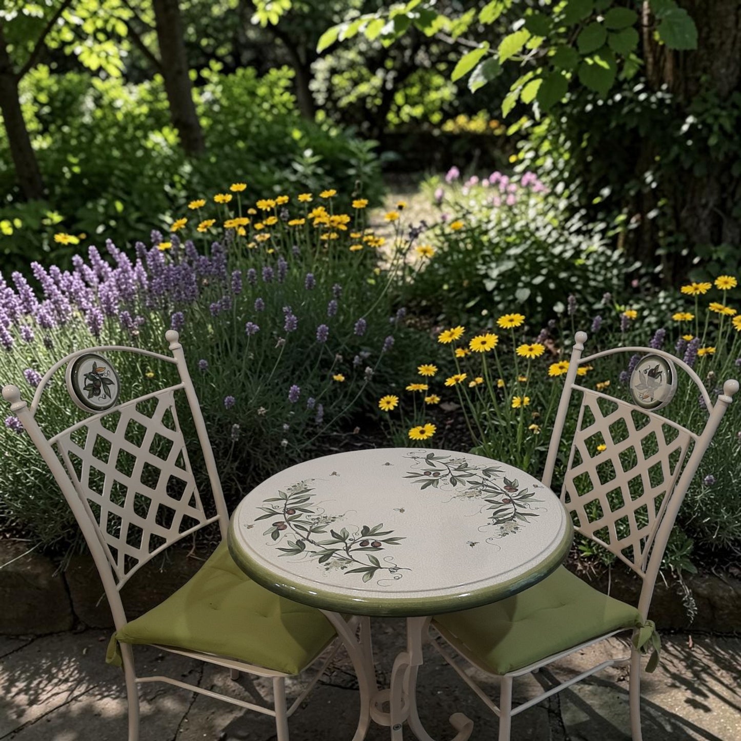 Hand-Painted Ceramic Garden Table Round