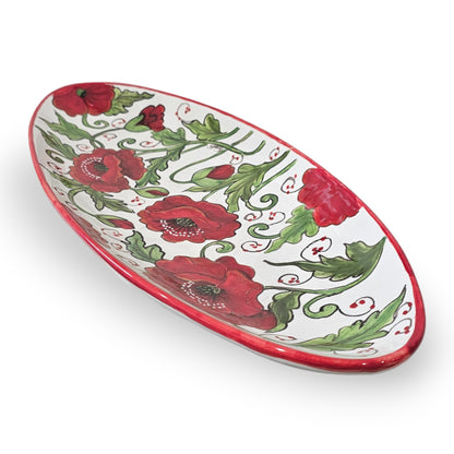 Val d'Orcia Poppies Oval Narrow Tray Long