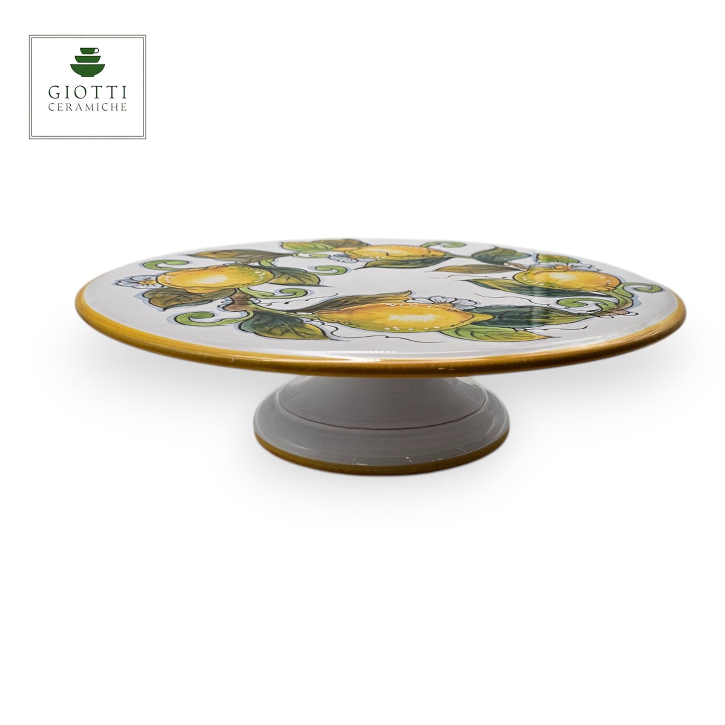 Lemon White Hand-Painted  Ceramic round Cake Stand
