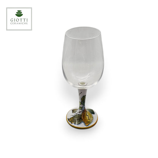 Lemon White Artisan Hand-Painted Ceramic Base Wine Glass