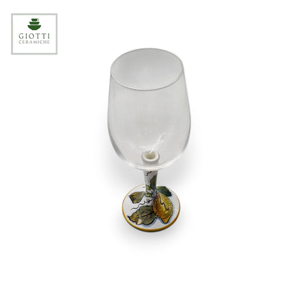 Lemon White Artisan Hand-Painted Ceramic Base Wine Glass