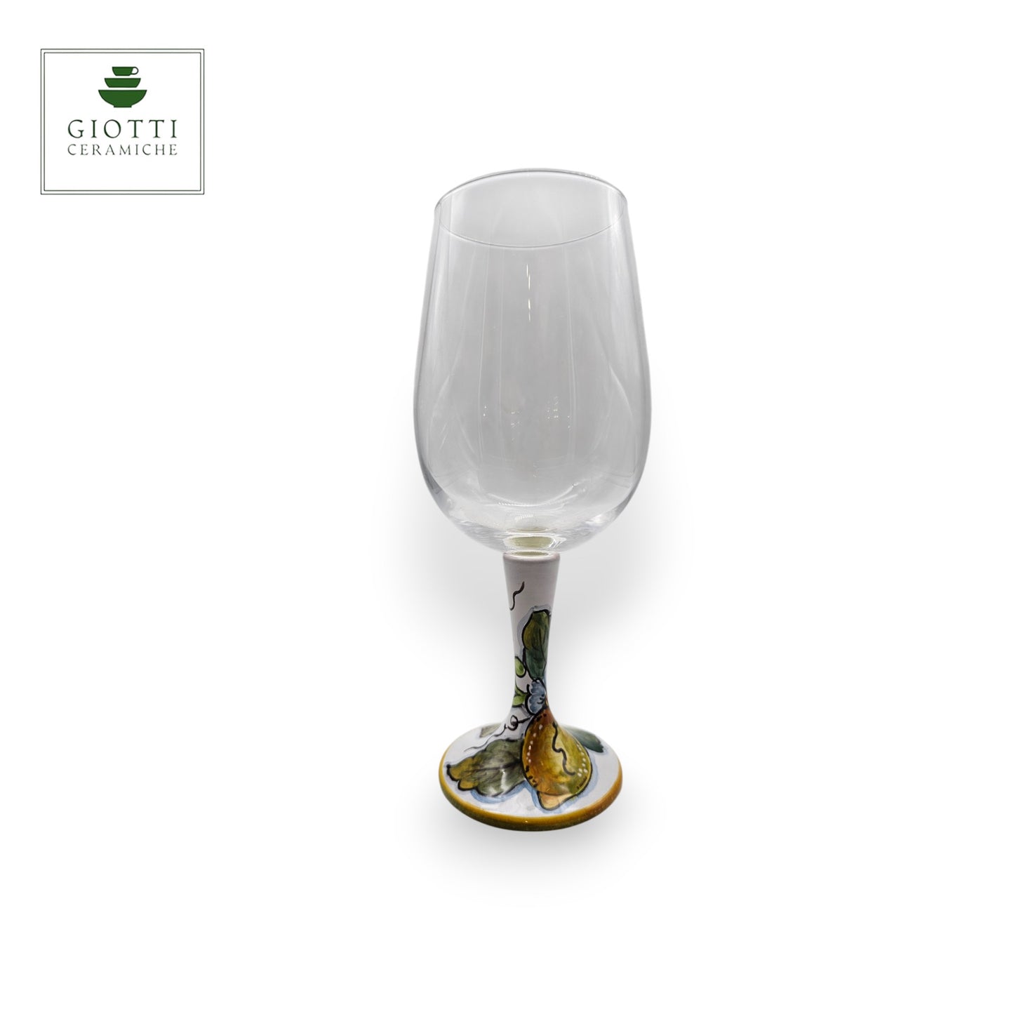 Lemon White Artisan Hand-Painted Ceramic Base Wine Glass