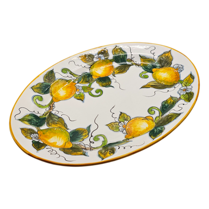 Lemon White Oval Big Size Serving Tray