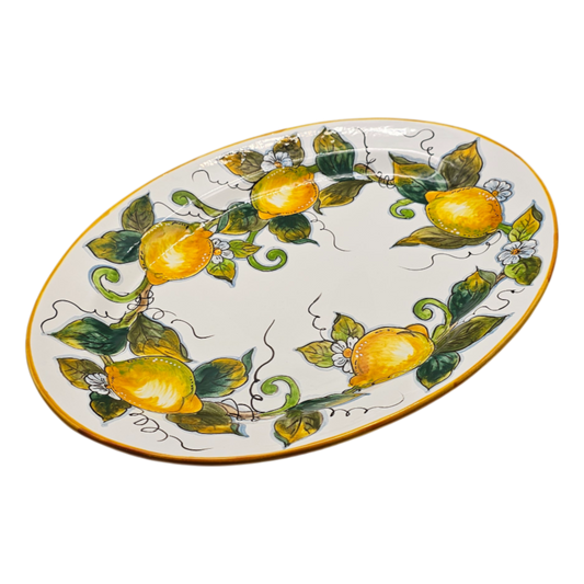Lemon White Oval Big Size Serving Tray