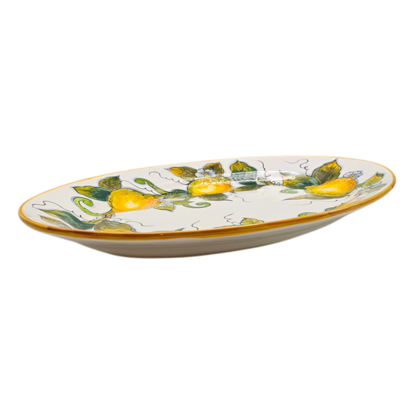 Lemon White Oval Big Size Serving Tray