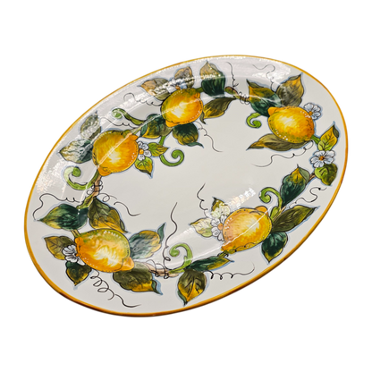 Lemon White Oval Big Size Serving Tray