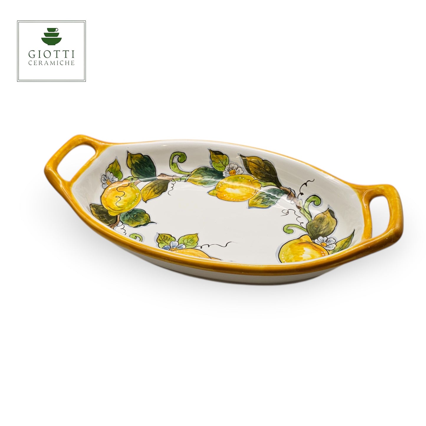 Lemon White Serving Platter with Handles