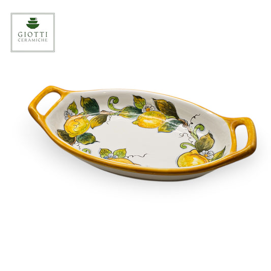 Lemon White Serving Platter with Handles