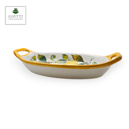 Lemon White Serving Platter with Handles