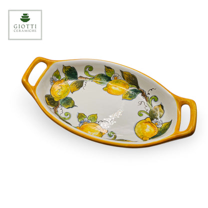 Lemon White Serving Platter with Handles