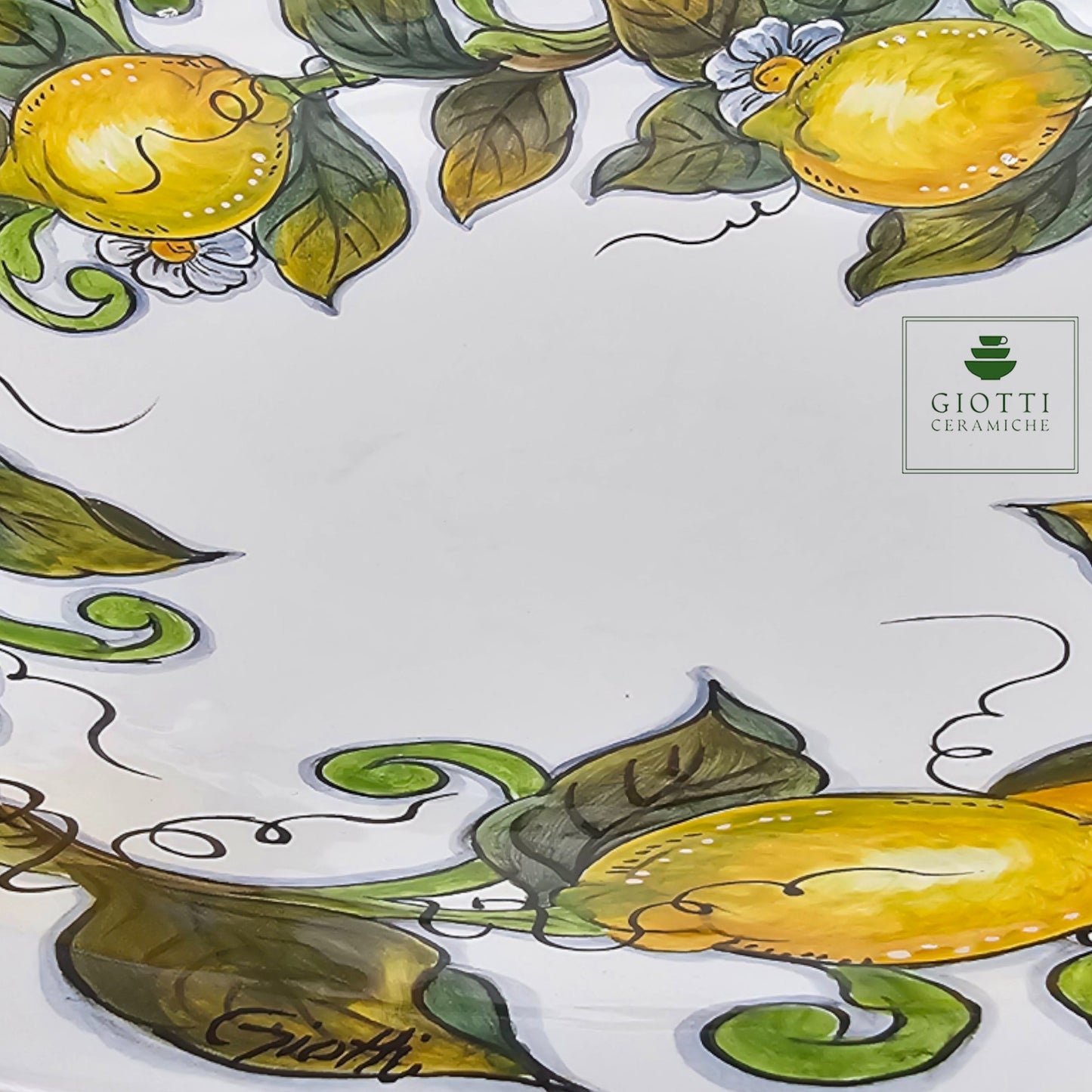 Lemon White ø 40cm Low Serving Bowl - Lemon Harvest