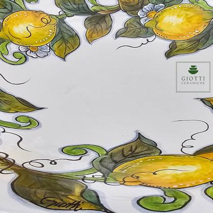 Lemon White ø 40cm Low Serving Bowl - Lemon Harvest