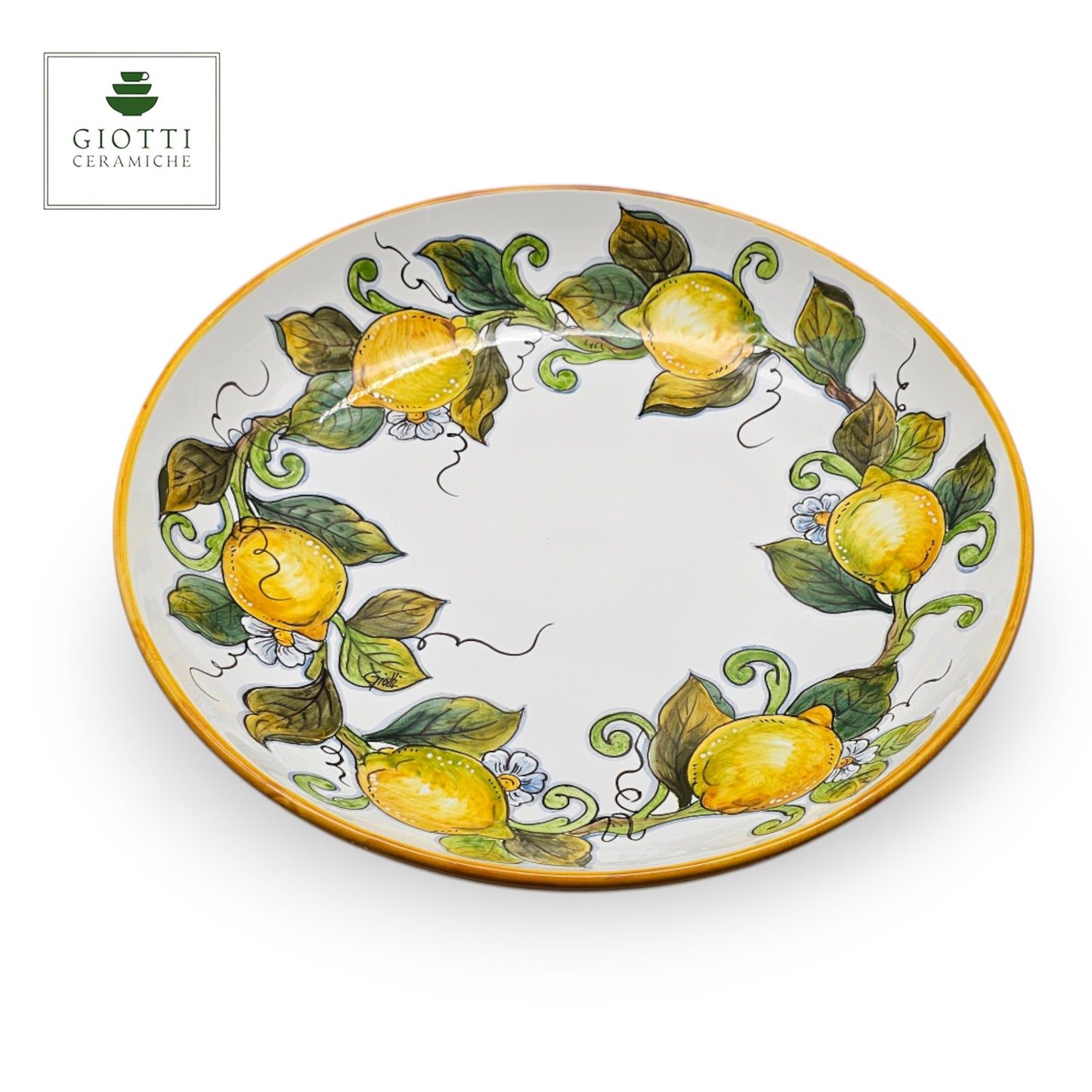Lemon White ø 40cm Low Serving Bowl - Lemon Harvest